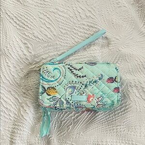 Vera Bradley Aqua Floral Quilted Wristlet